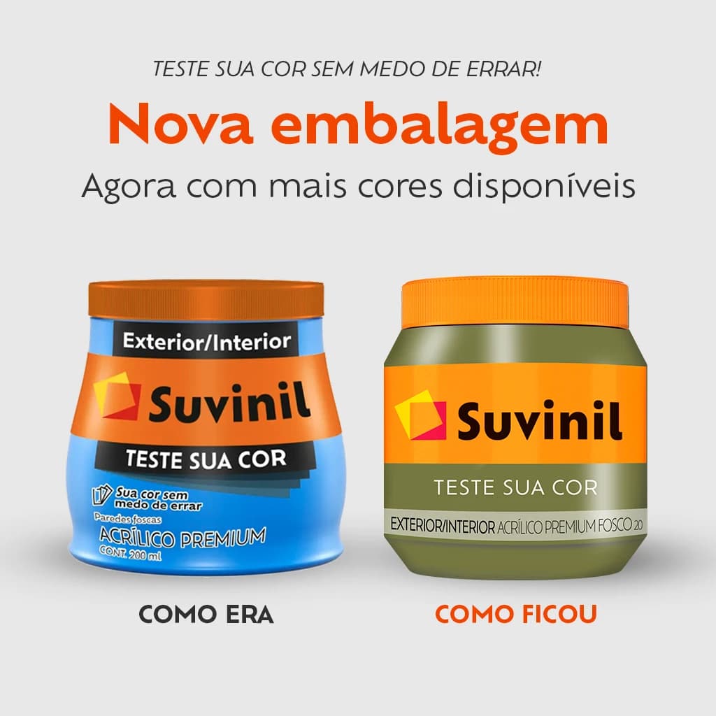 Nova embalagem Tinta Suvinil Teste Sua Cor